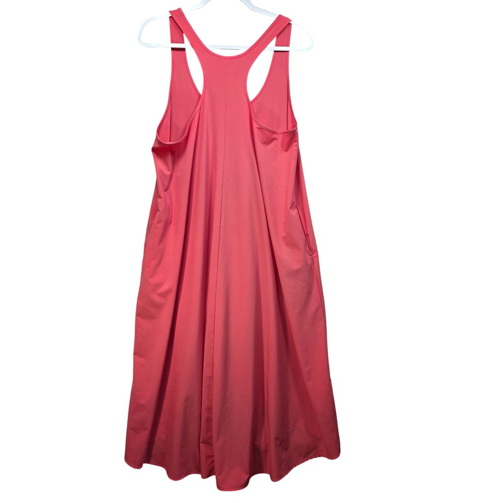 Athleta Presidio Midi Dress MP Coral Pink High Low Travel Pockets Recycled Sport